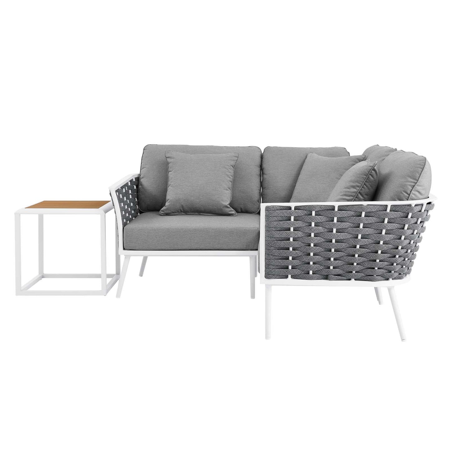 Stance 4 Piece Outdoor Patio Aluminum Outdoor Patio Aluminum Sectional Sofa Set By Modway - EEI-5755 | Outdoor Sofas, Loveseats & Sectionals | Modishstore - 9