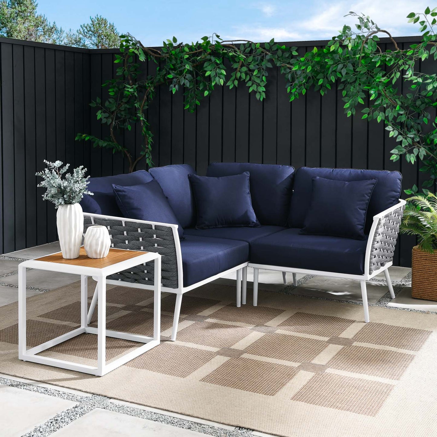 Stance 4 Piece Outdoor Patio Aluminum Outdoor Patio Aluminum Sectional Sofa Set By Modway | Outdoor Sofas, Loveseats & Sectionals | Modishstore-16