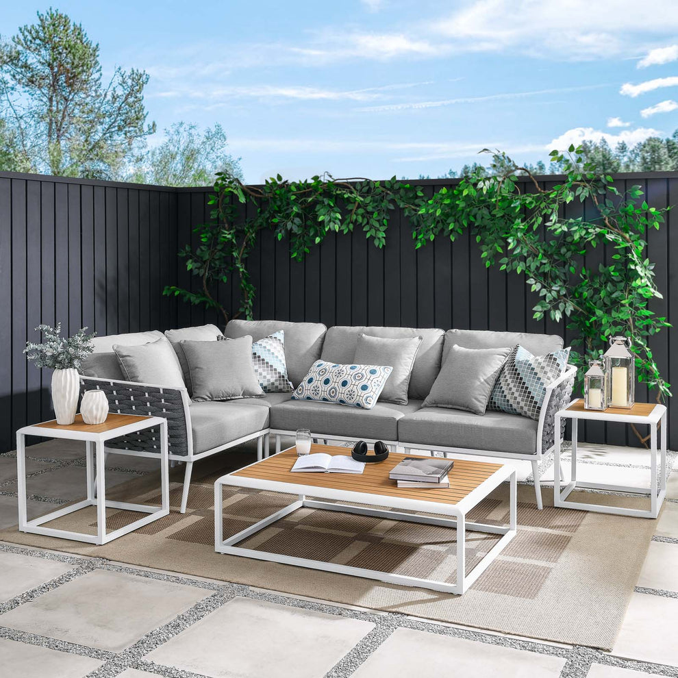 Stance 7 Piece Outdoor Patio Aluminum Outdoor Patio Aluminum Sectional Sofa Set By Modway - EEI-5756 | Outdoor Sofas, Loveseats & Sectionals | Modishstore - 1