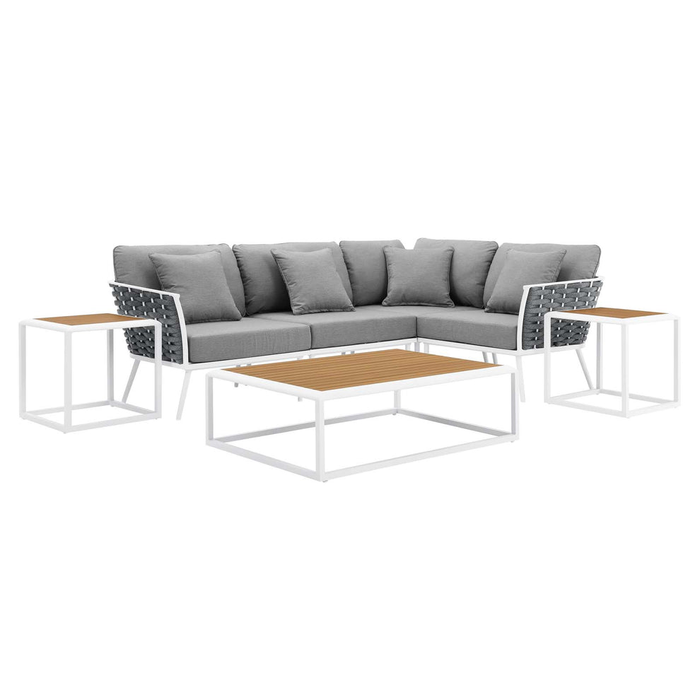 Stance 7 Piece Outdoor Patio Aluminum Outdoor Patio Aluminum Sectional Sofa Set By Modway - EEI-5756 | Outdoor Sofas, Loveseats & Sectionals | Modishstore - 2