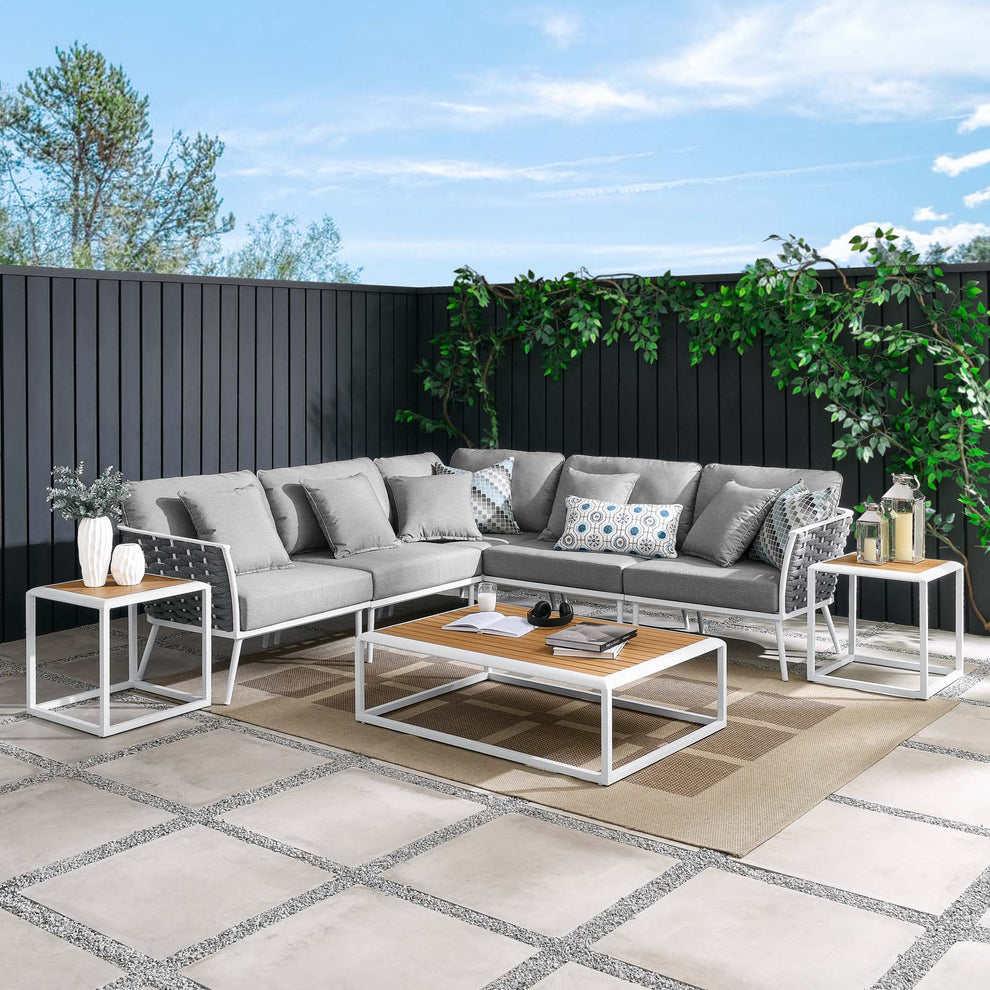 Stance 8 Piece Outdoor Patio Aluminum Outdoor Patio Aluminum Sectional Sofa Set By Modway - EEI-5757 | Outdoor Sofas, Loveseats & Sectionals | Modishstore - 1