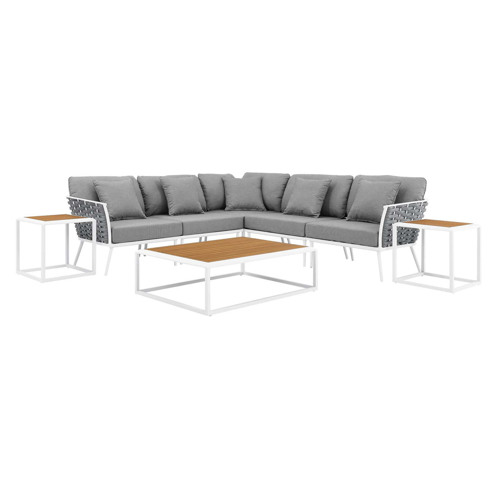 Stance 8 Piece Outdoor Patio Aluminum Outdoor Patio Aluminum Sectional Sofa Set By Modway - EEI-5757 | Outdoor Sofas, Loveseats & Sectionals | Modishstore - 2