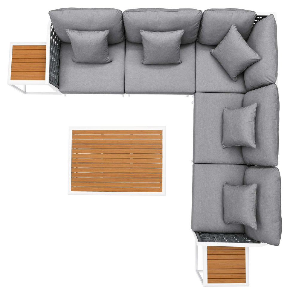 Stance 8 Piece Outdoor Patio Aluminum Outdoor Patio Aluminum Sectional Sofa Set By Modway - EEI-5757 | Outdoor Sofas, Loveseats & Sectionals | Modishstore - 8