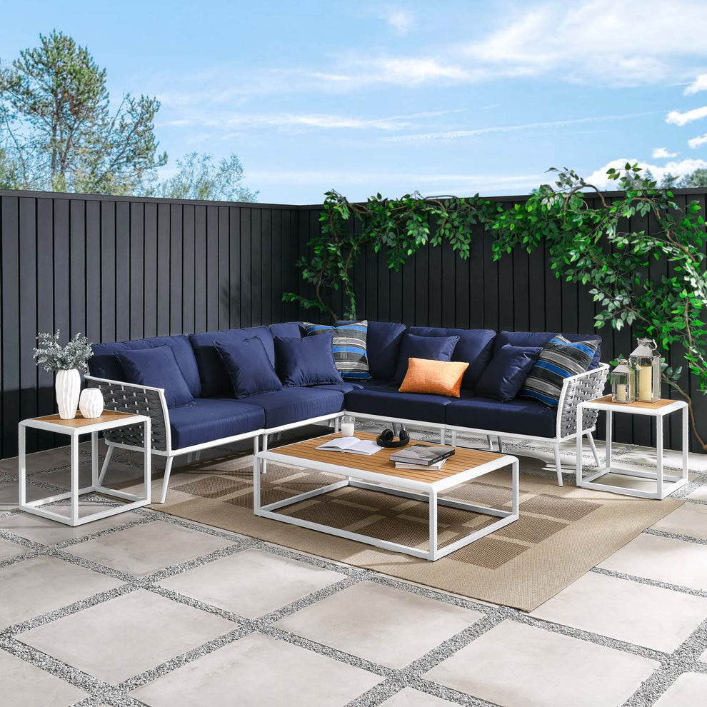 Stance 8 Piece Outdoor Patio Aluminum Outdoor Patio Aluminum Sectional Sofa Set By Modway - EEI-5757 | Outdoor Sofas, Loveseats & Sectionals | Modishstore - 15