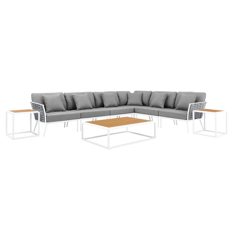 Stance 9 Piece Outdoor Patio Aluminum Outdoor Patio Aluminum Sectional Sofa Set By Modway - EEI-5758 | Outdoor Sofas, Loveseats & Sectionals | Modishstore - 1