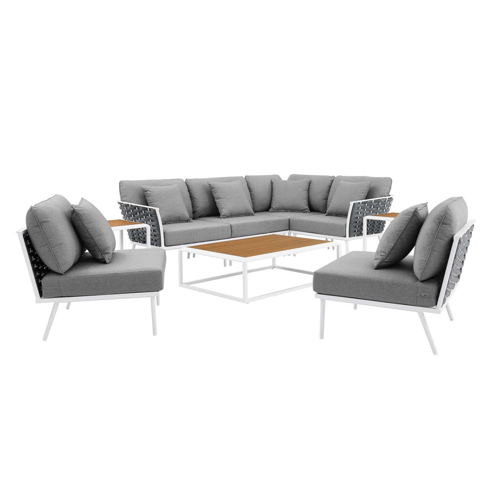 Stance 9 Piece Outdoor Patio Aluminum Outdoor Patio Aluminum Sectional Sofa Set By Modway - EEI-5758 | Outdoor Sofas, Loveseats & Sectionals | Modishstore - 7