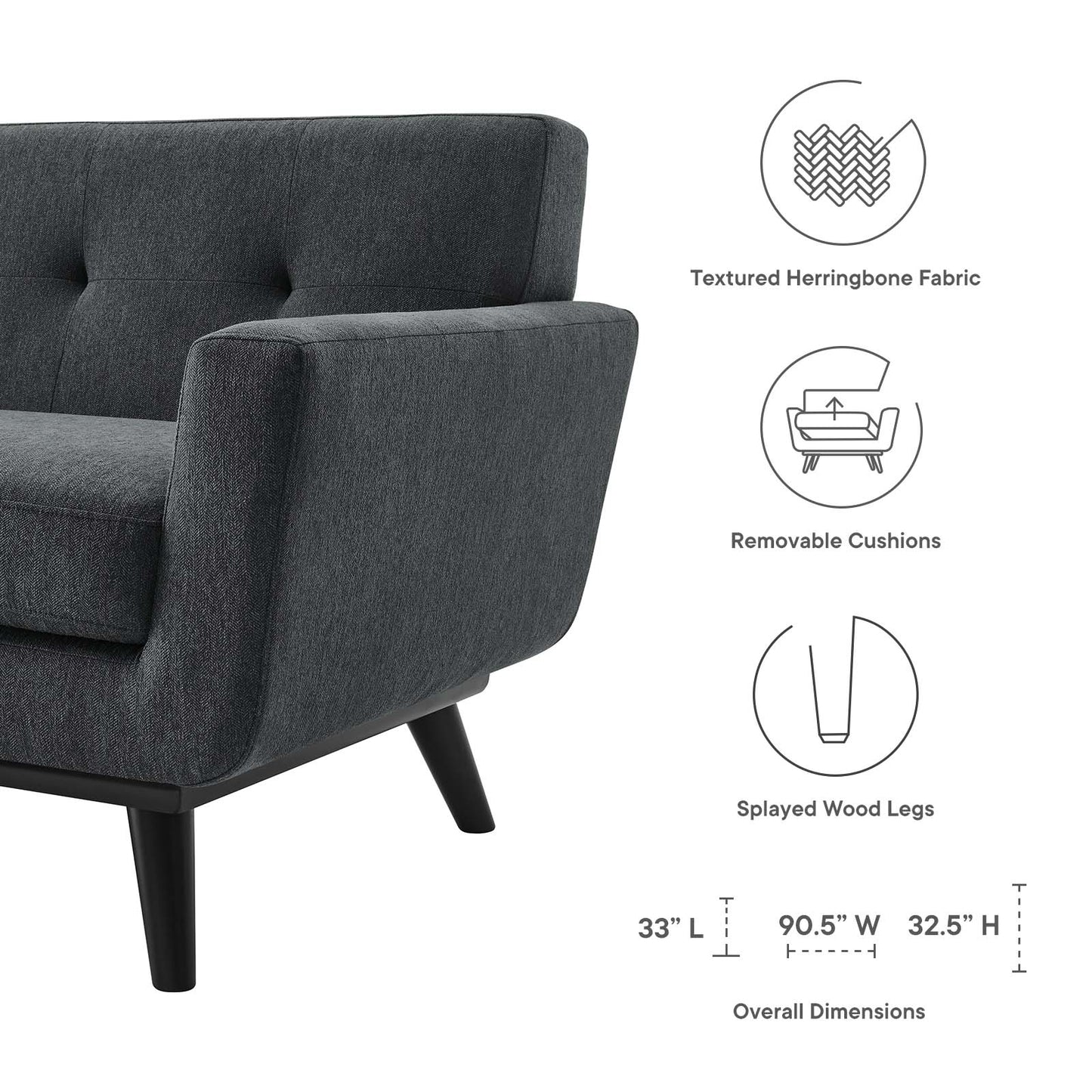 Engage Herringbone Fabric Sofa By Modway - EEI-5760-BEI | Sofas |  Modishstore - 14