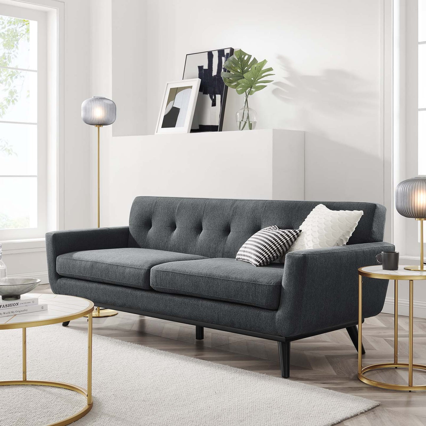 Engage Herringbone Fabric Sofa By Modway - EEI-5760-BEI | Sofas |  Modishstore - 16