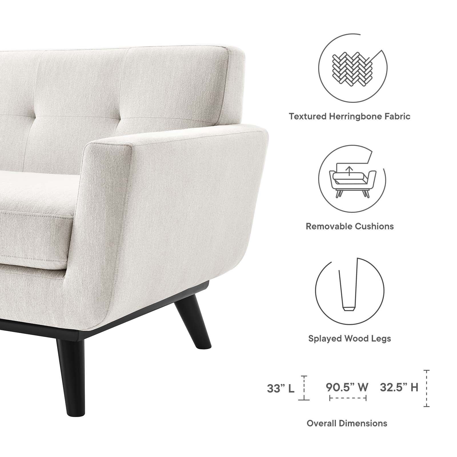 Engage Herringbone Fabric Sofa By Modway - EEI-5760-BEI | Sofas |  Modishstore - 22