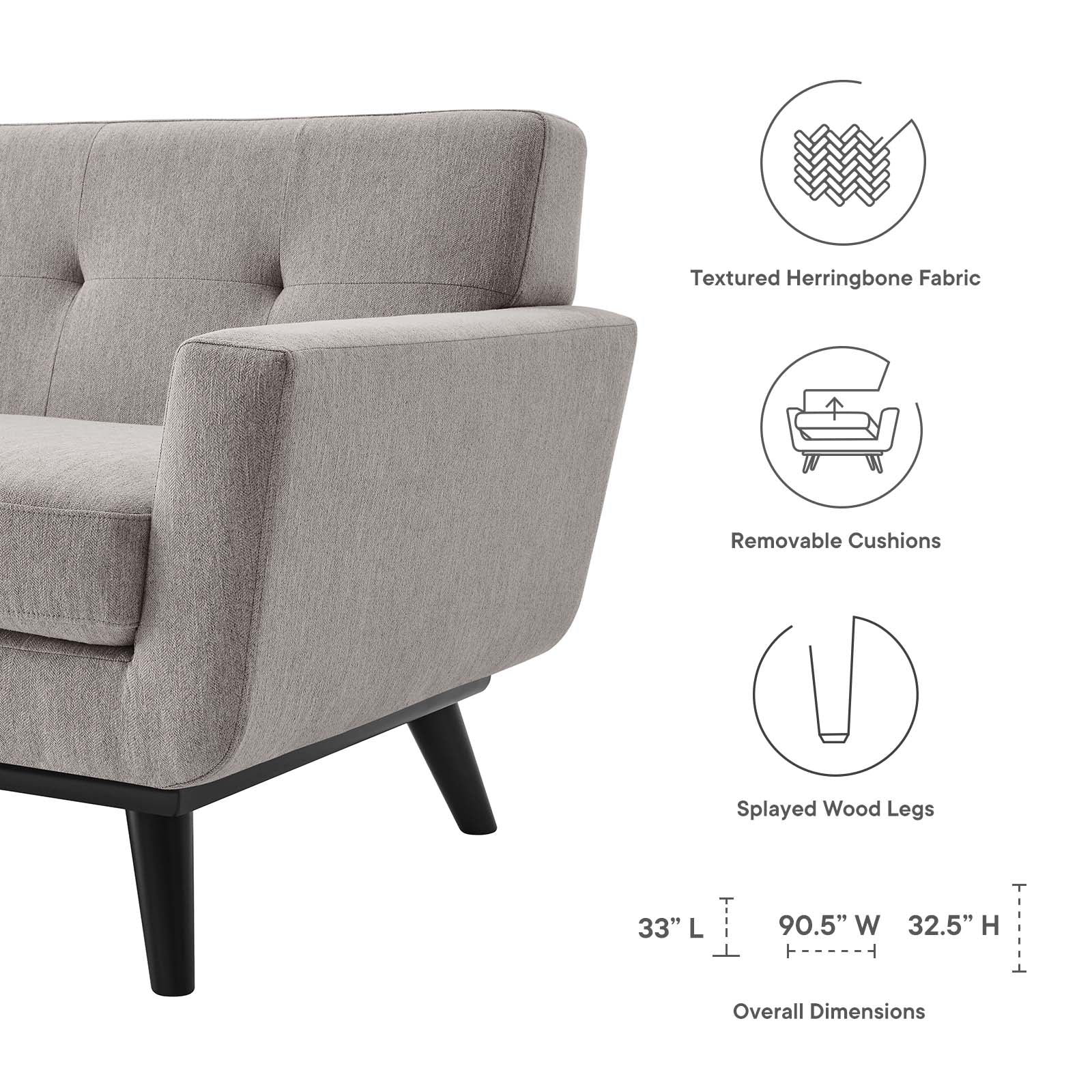 Engage Herringbone Fabric Sofa By Modway - EEI-5760-BEI | Sofas |  Modishstore - 30