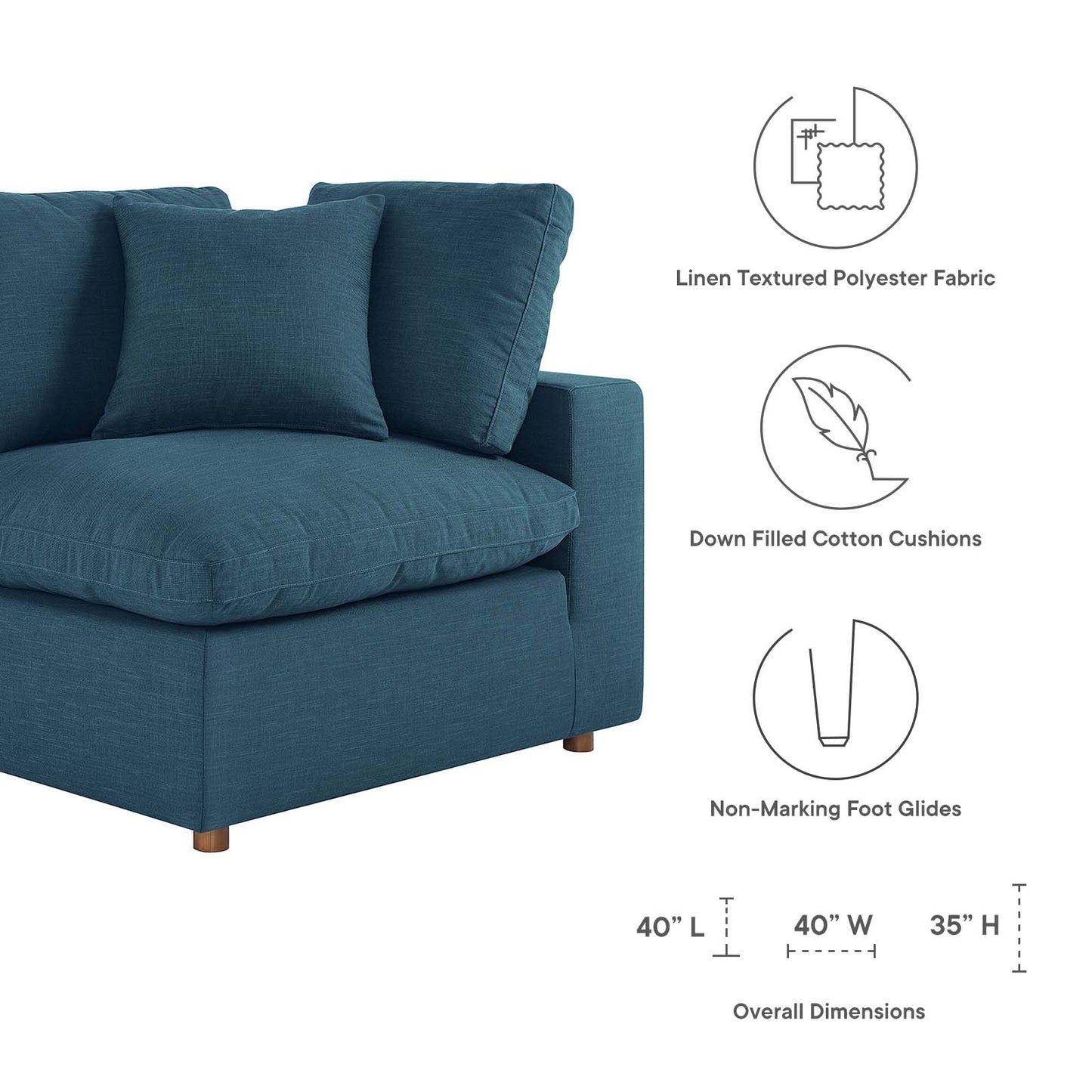 Commix Down Filled Overstuffed 6-Piece Sectional Sofa By Modway - EEI-5761-AZU | Sofas |  Modishstore - 5