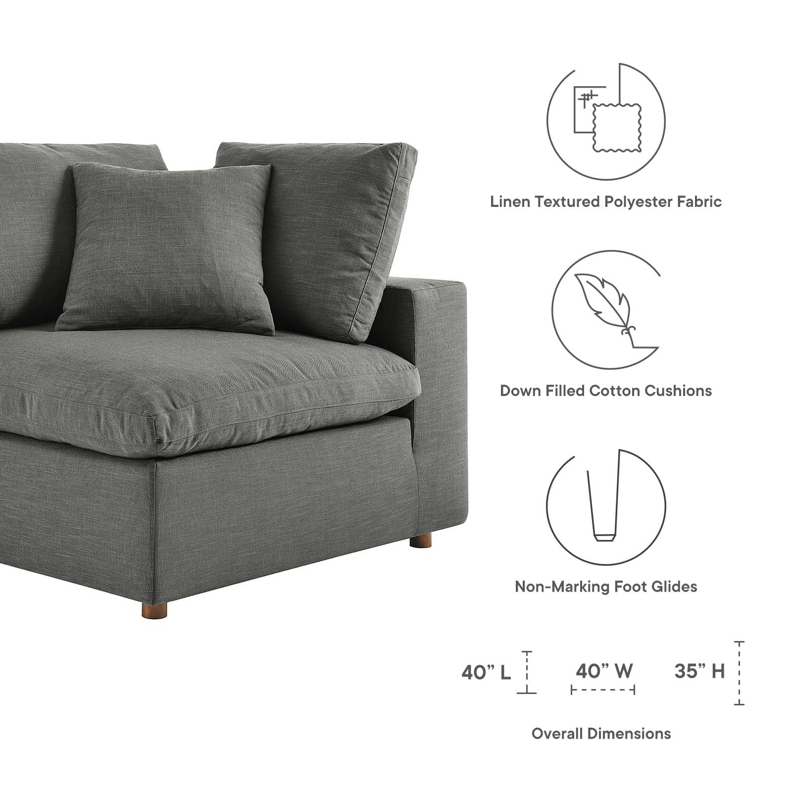Commix Down Filled Overstuffed 6-Piece Sectional Sofa By Modway - EEI-5761-AZU | Sofas |  Modishstore - 32
