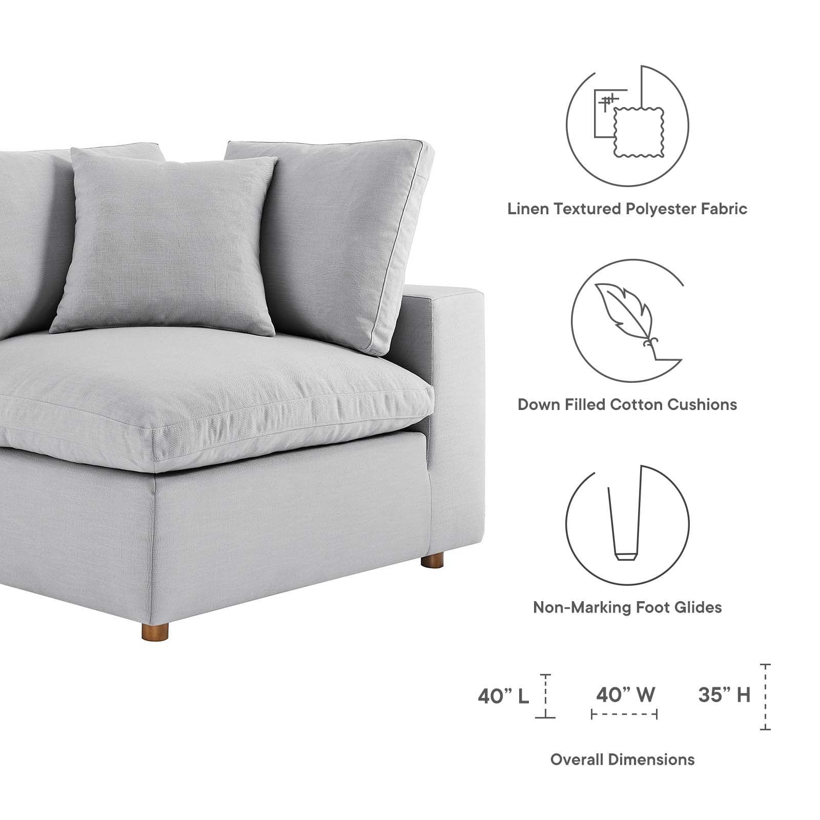 Commix Down Filled Overstuffed 6-Piece Sectional Sofa By Modway - EEI-5761-AZU | Sofas |  Modishstore - 60
