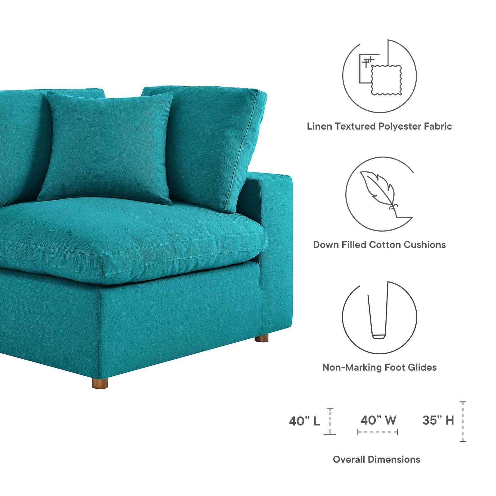 Commix Down Filled Overstuffed 6-Piece Sectional Sofa By Modway - EEI-5761-AZU | Sofas |  Modishstore - 88