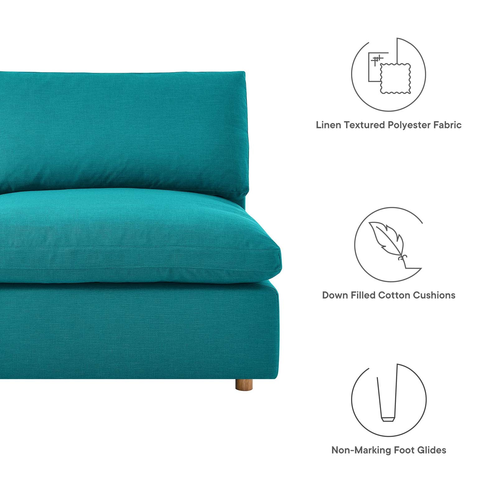 Commix Down Filled Overstuffed 6-Piece Sectional Sofa By Modway - EEI-5761-AZU | Sofas |  Modishstore - 89