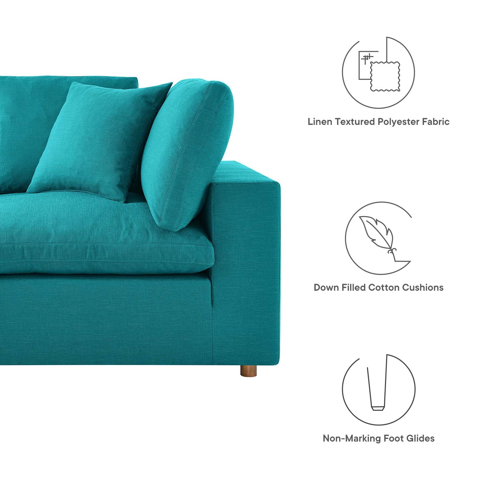 Commix Down Filled Overstuffed 6-Piece Sectional Sofa By Modway - EEI-5761-AZU | Sofas |  Modishstore - 90