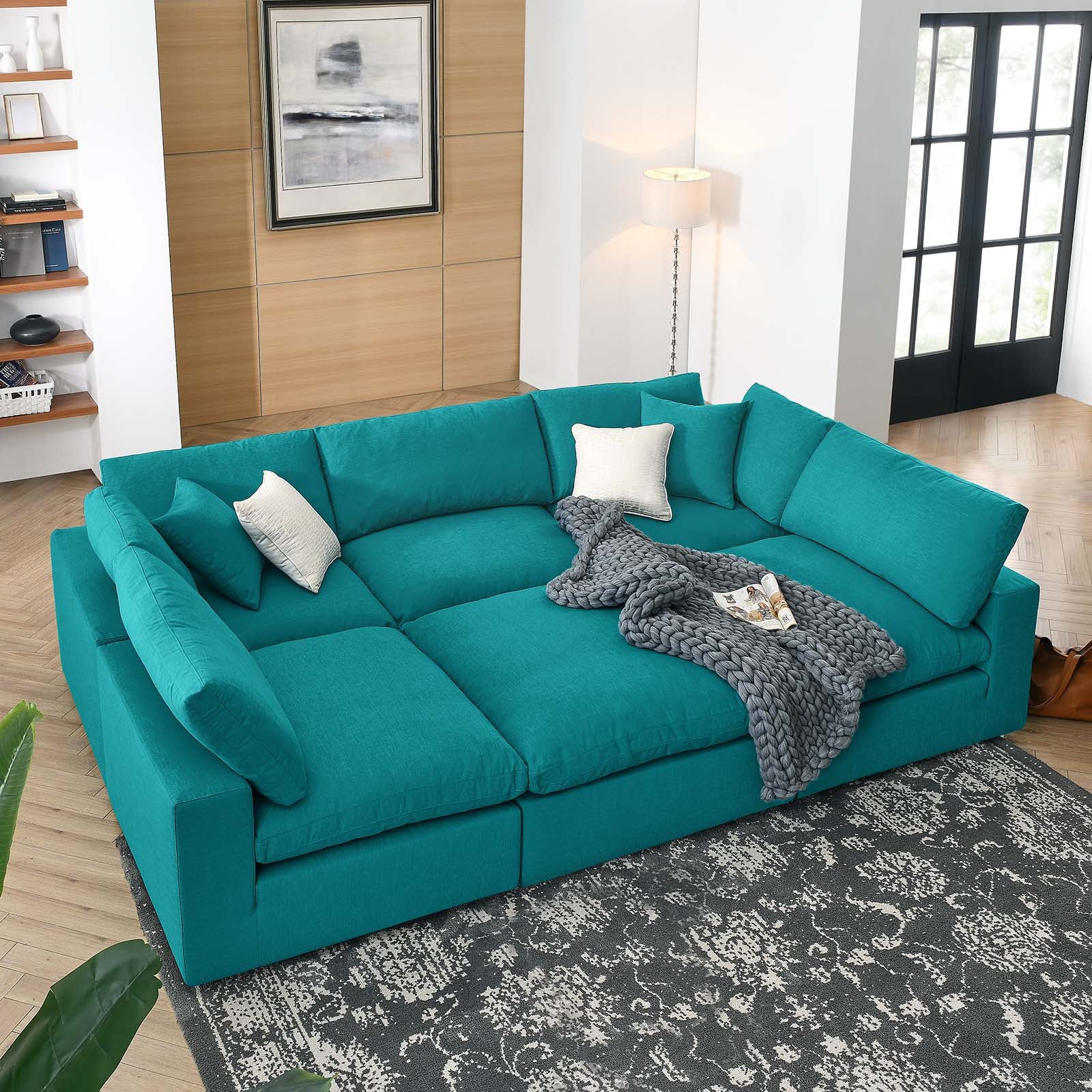 Commix Down Filled Overstuffed 6-Piece Sectional Sofa By Modway - EEI-5761-AZU | Sofas |  Modishstore - 91
