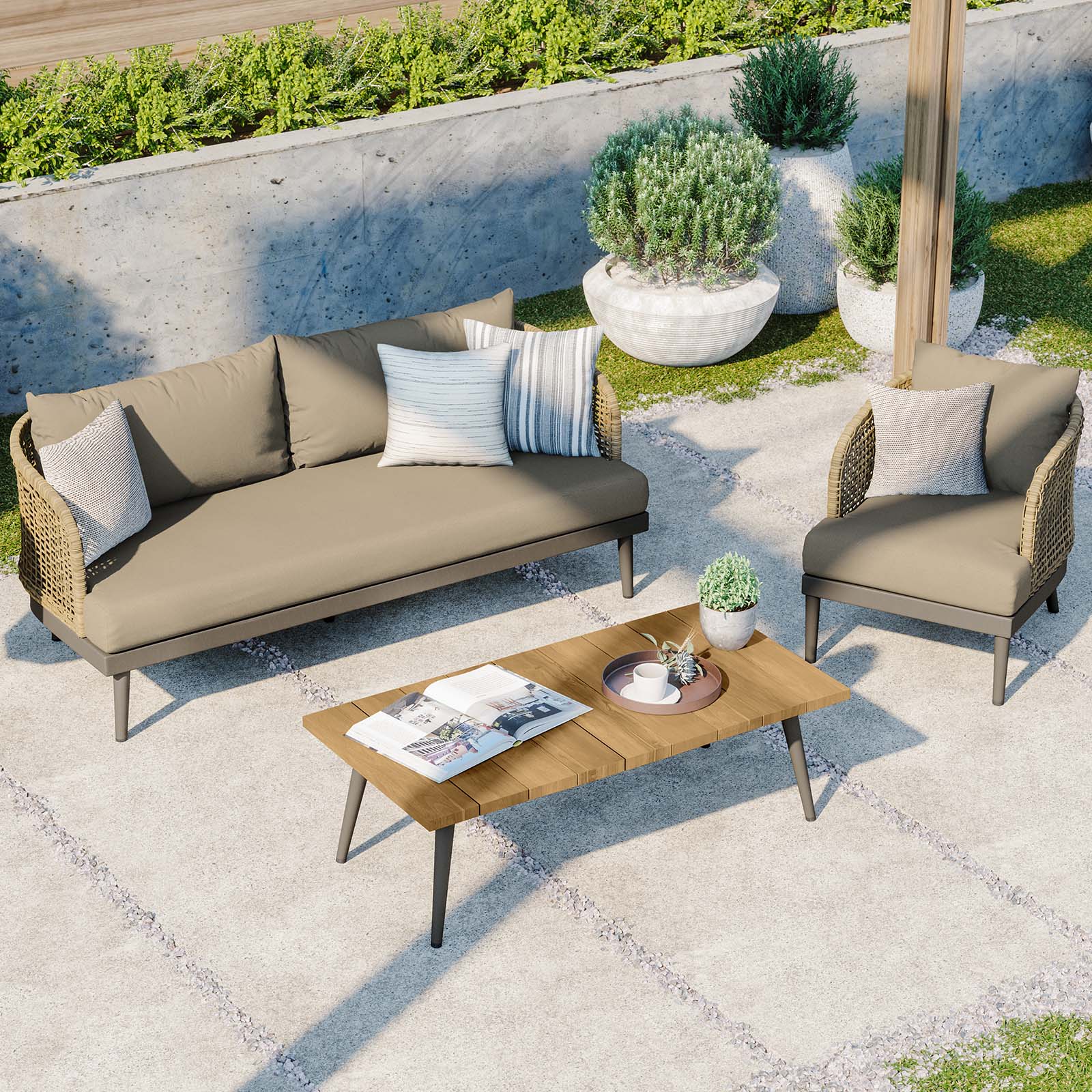 Meadow 3-Piece Outdoor Patio Set By Modway - EEI-5762 | Outdoor Sofas, Loveseats & Sectionals | Modishstore