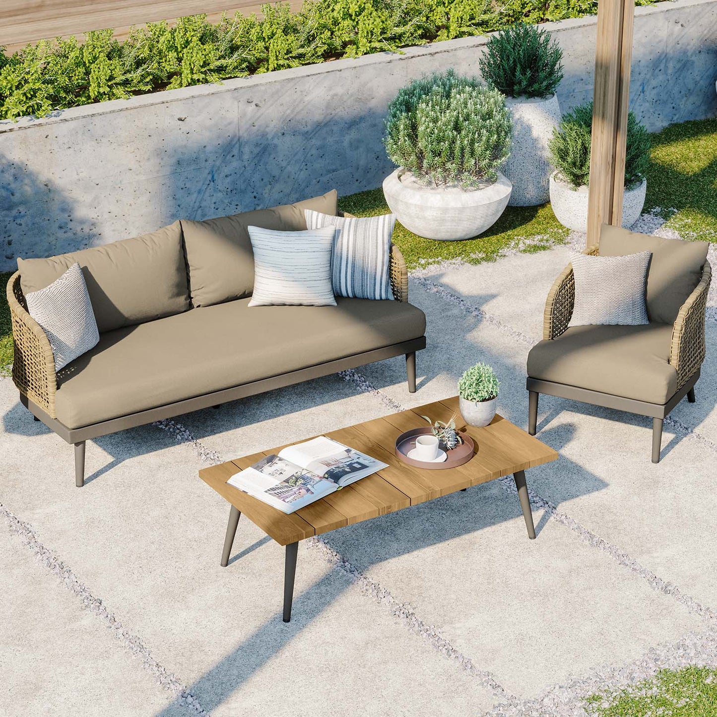Meadow 3-Piece Outdoor Patio Set By Modway - EEI-5762 | Outdoor Sofas, Loveseats & Sectionals | Modishstore - 1