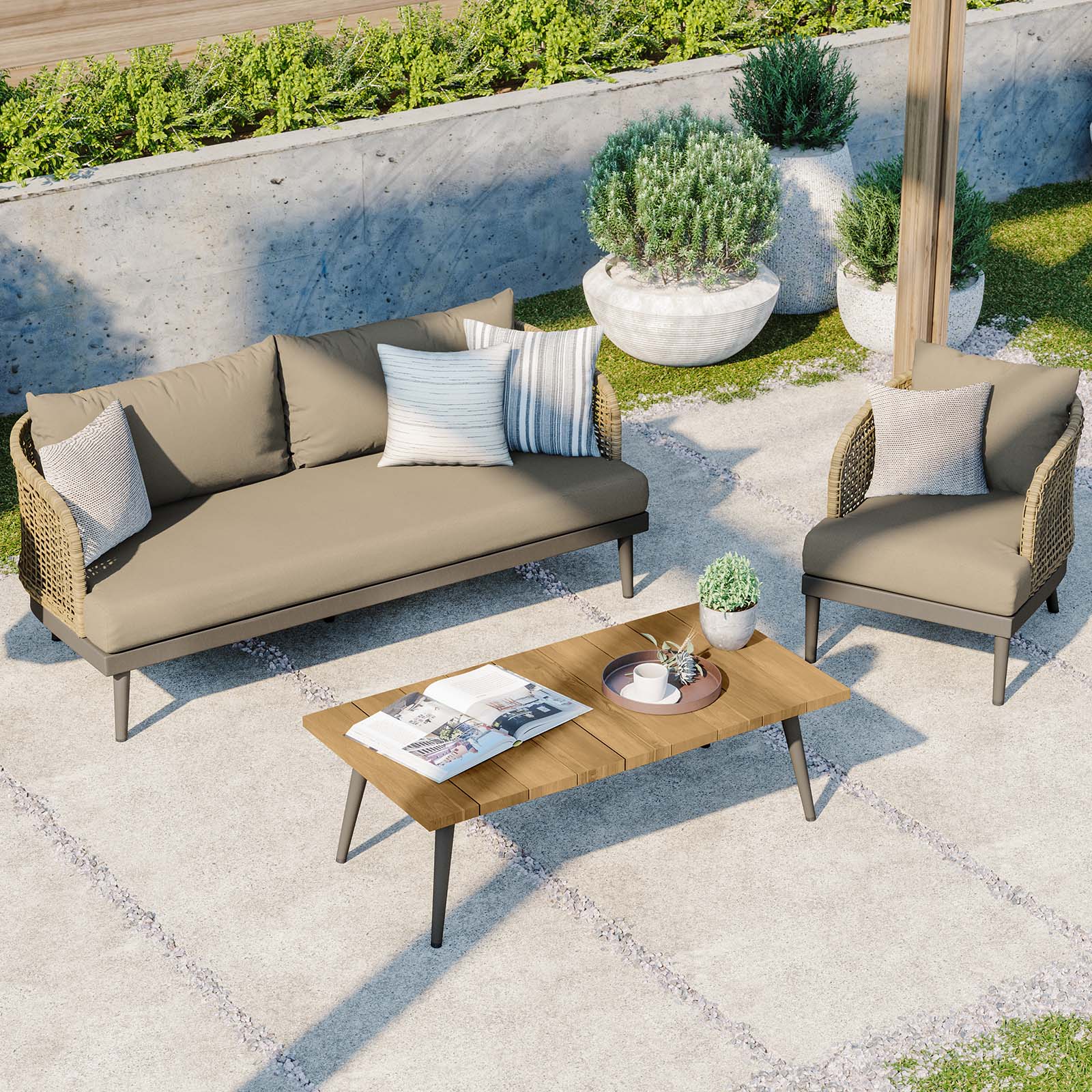 Meadow 3-Piece Outdoor Patio Set By Modway - EEI-5762 | Outdoor Sofas, Loveseats & Sectionals | Modishstore - 1