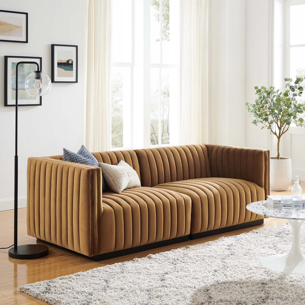 Conjure Channel Tufted Performance Velvet Loveseat By Modway - EEI-5764 | Loveseats | Modishstore - 1