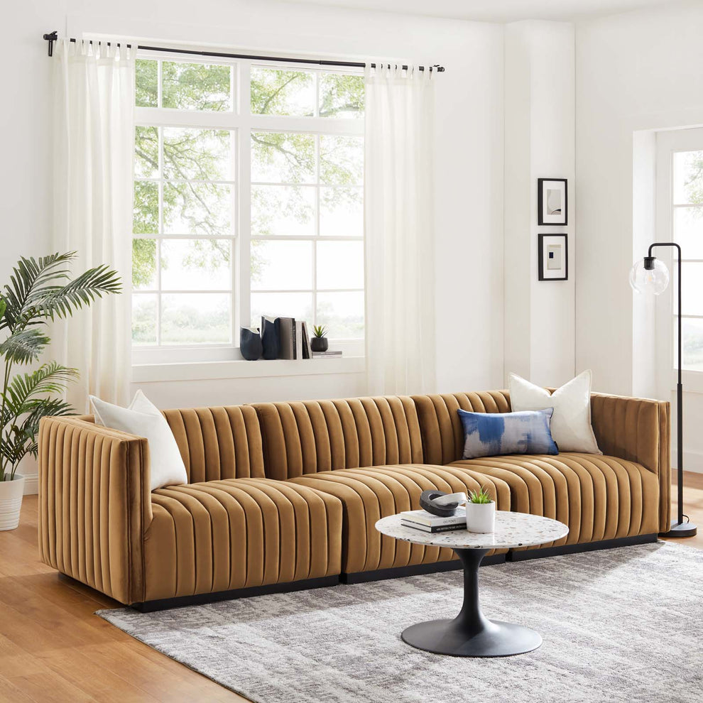 Conjure Channel Tufted Performance Velvet Sofa By Modway - EEI-5765 | Sofas | Modishstore - 1
