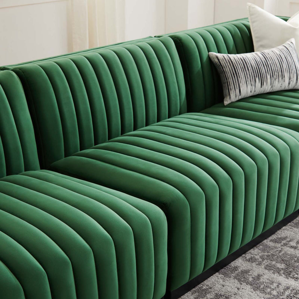Conjure Channel Tufted Performance Velvet Sofa By Modway - EEI-5765 | Sofas | Modishstore - 18