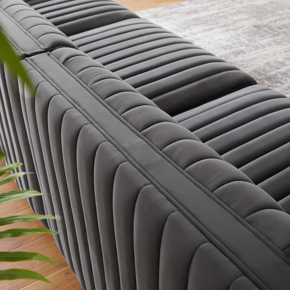 Conjure Channel Tufted Performance Velvet Sofa By Modway - EEI-5765 | Sofas | Modishstore - 31