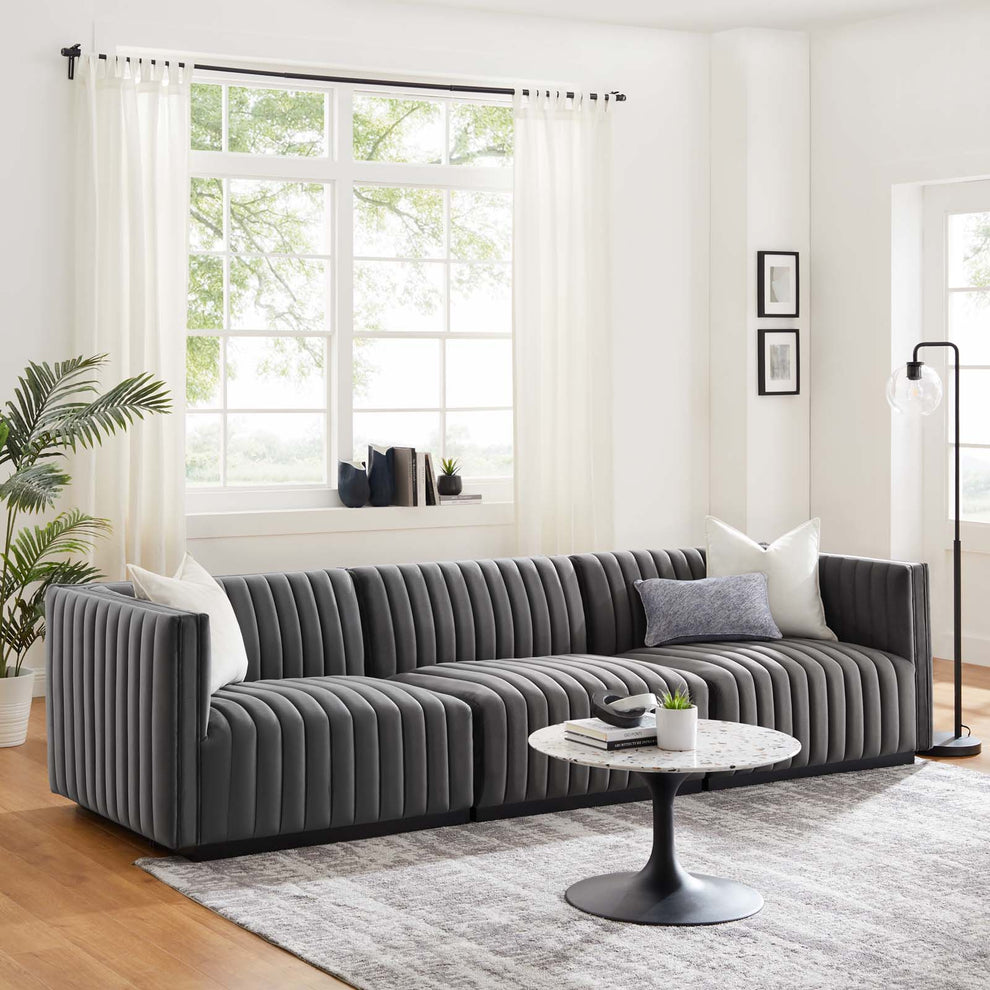 Conjure Channel Tufted Performance Velvet Sofa By Modway - EEI-5765 | Sofas | Modishstore - 32