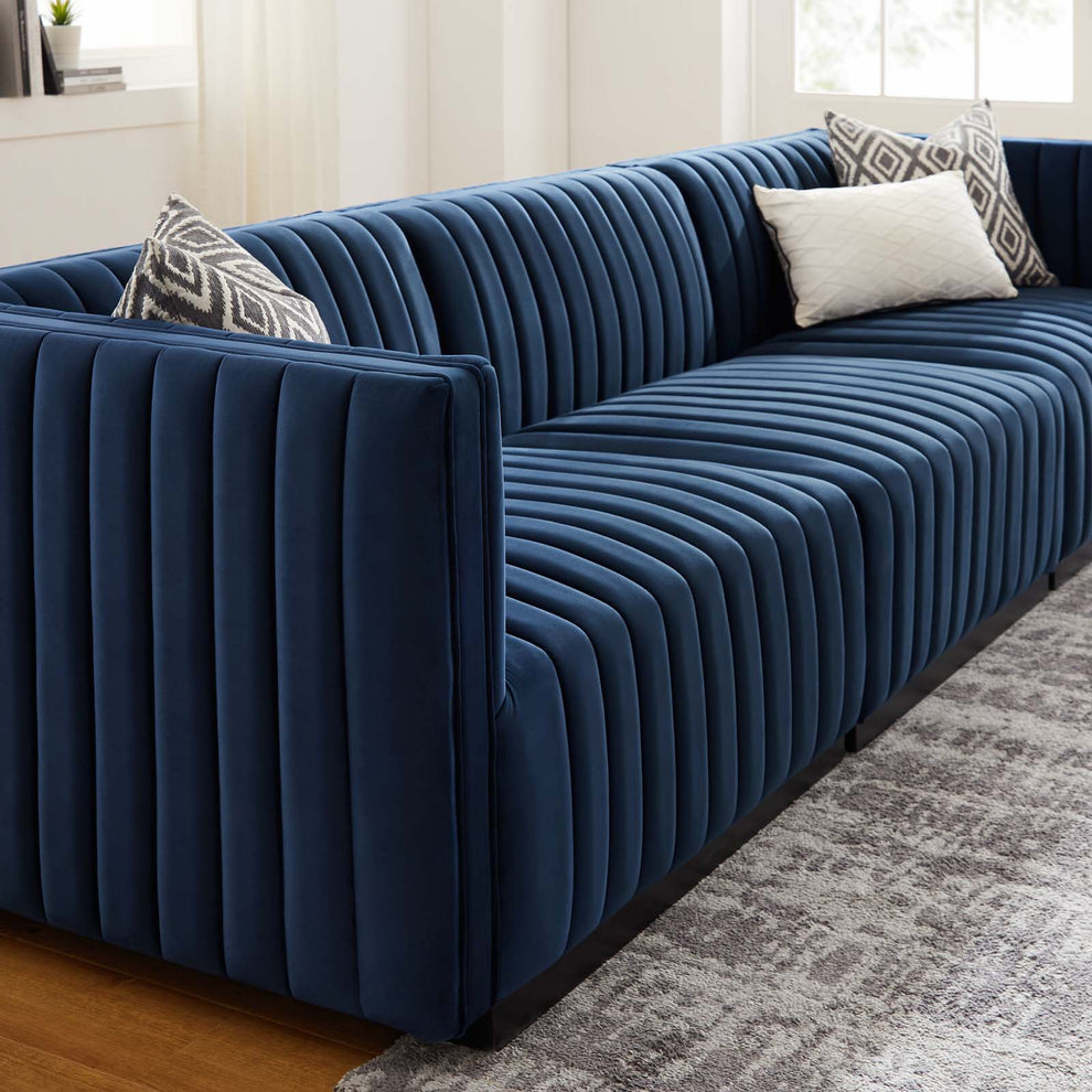Conjure Channel Tufted Performance Velvet Sofa By Modway - EEI-5765 | Sofas | Modishstore - 44