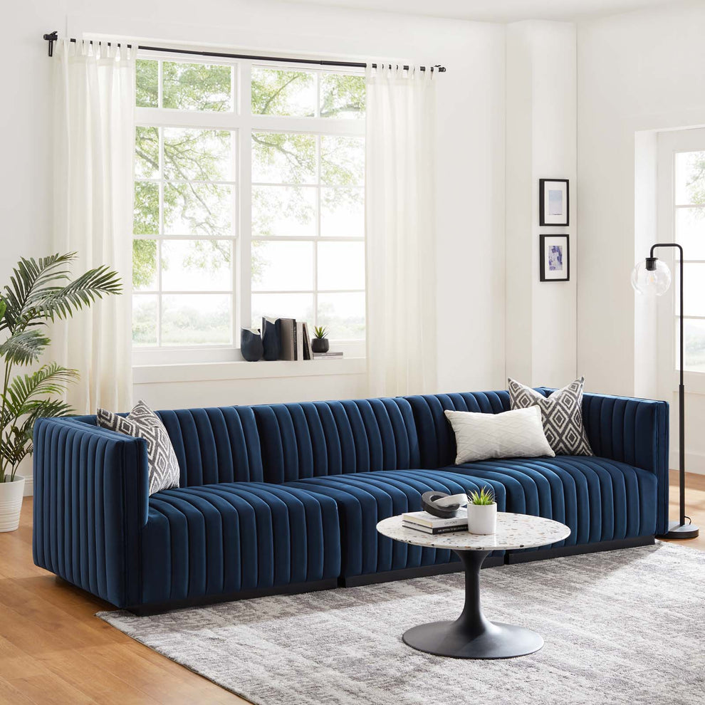 Conjure Channel Tufted Performance Velvet Sofa By Modway - EEI-5765 | Sofas | Modishstore - 45