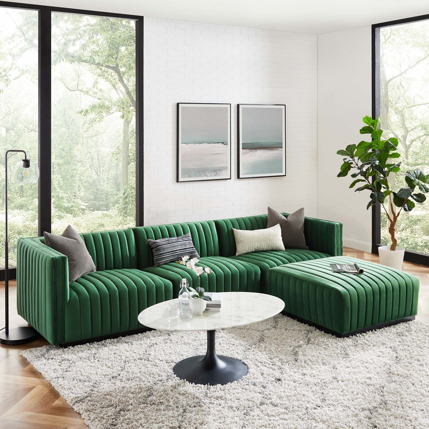 Conjure Channel Tufted Performance Velvet 4-Piece Sectional By Modway - EEI-5766 | Sectional | Modishstore - 25