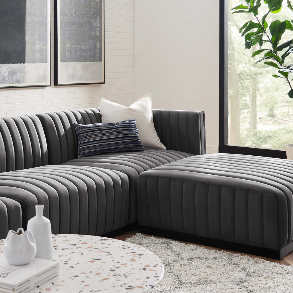 Conjure Channel Tufted Performance Velvet 4-Piece Sectional By Modway - EEI-5766 | Sectional | Modishstore - 40