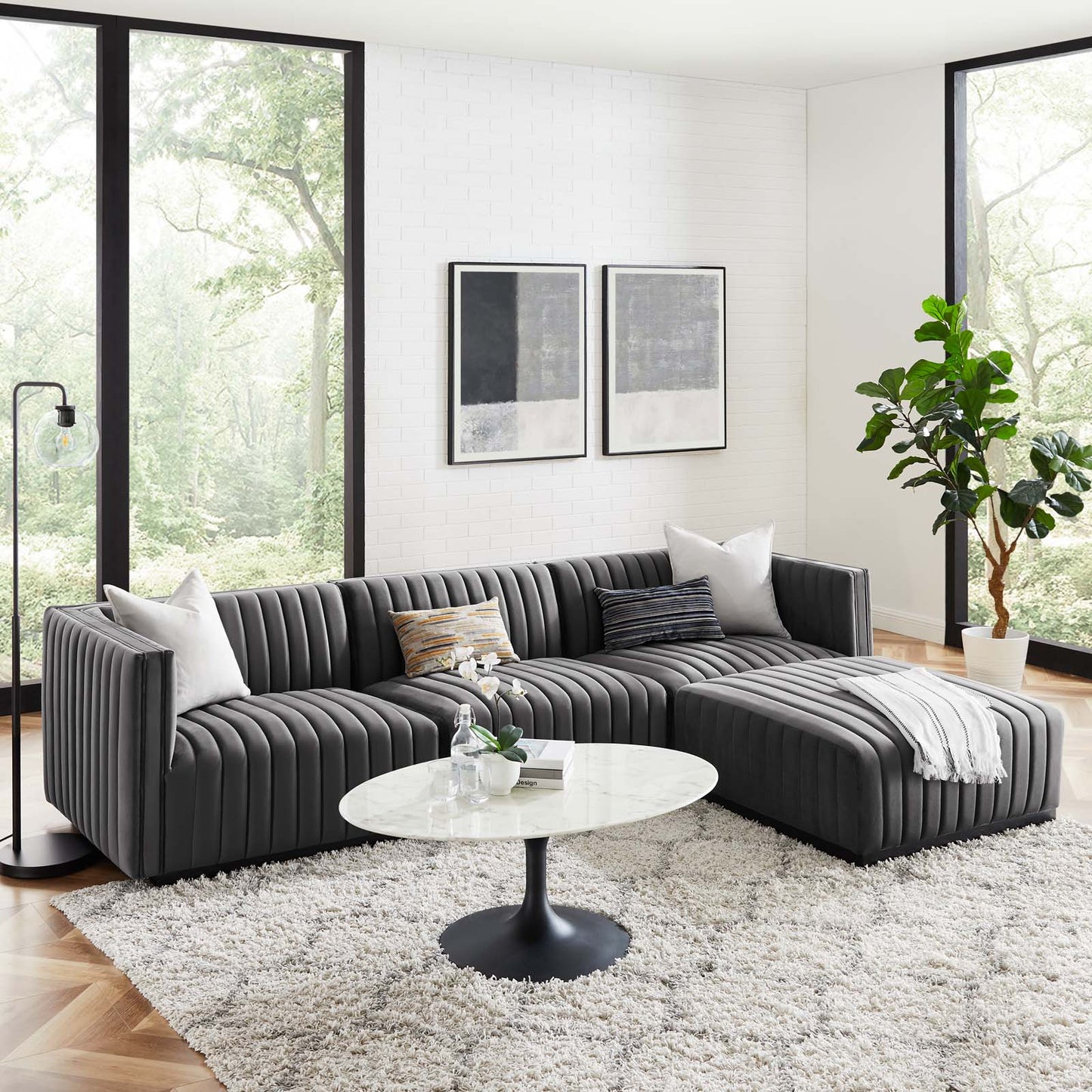 Conjure Channel Tufted Performance Velvet 4-Piece Sectional By Modway - EEI-5766 | Sectional | Modishstore - 41