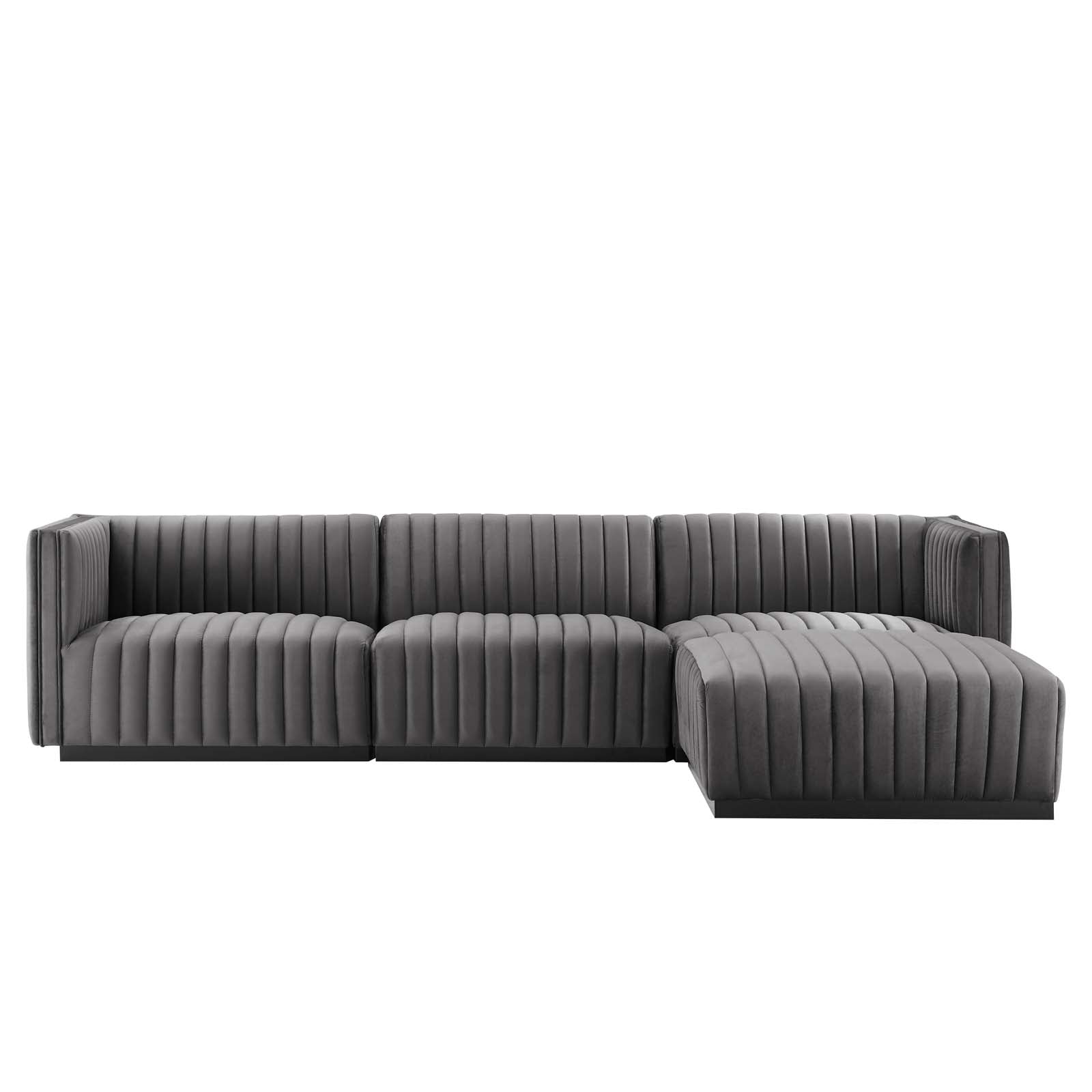Conjure Channel Tufted Performance Velvet 4-Piece Sectional By Modway - EEI-5766 | Sectional | Modishstore - 42