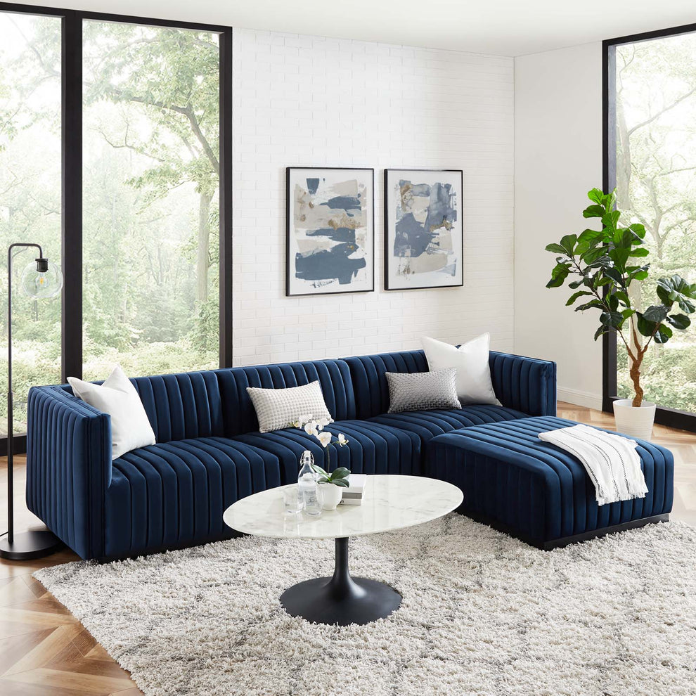 Conjure Channel Tufted Performance Velvet 4-Piece Sectional By Modway - EEI-5766 | Sectional | Modishstore - 57