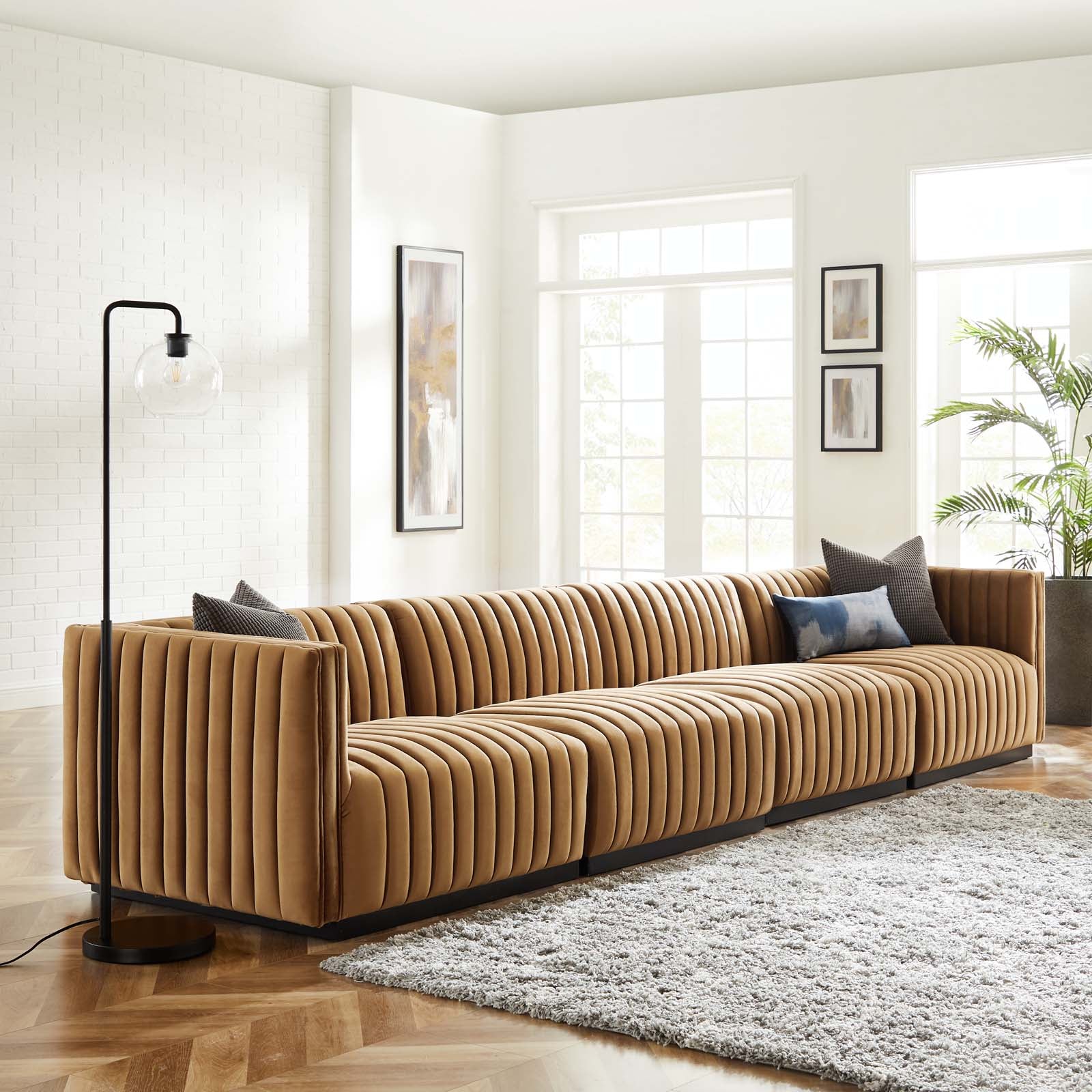 Conjure Channel Tufted Performance Velvet 4-Piece Sofa By Modway - EEI-5767 | Sofa Set | Modishstore - 1