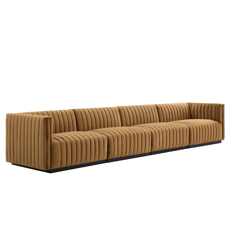 Conjure Channel Tufted Performance Velvet 4-Piece Sofa By Modway - EEI-5767 | Sofa Set | Modishstore - 2