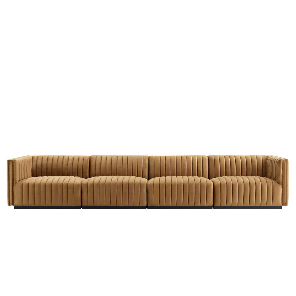 Conjure Channel Tufted Performance Velvet 4-Piece Sofa By Modway - EEI-5767 | Sofa Set | Modishstore - 7