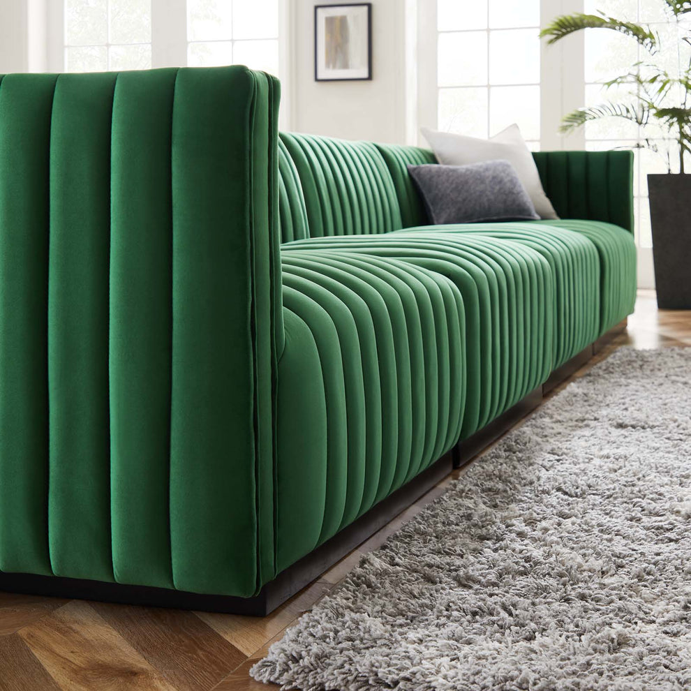 Conjure Channel Tufted Performance Velvet 4-Piece Sofa By Modway - EEI-5767 | Sofa Set | Modishstore - 18