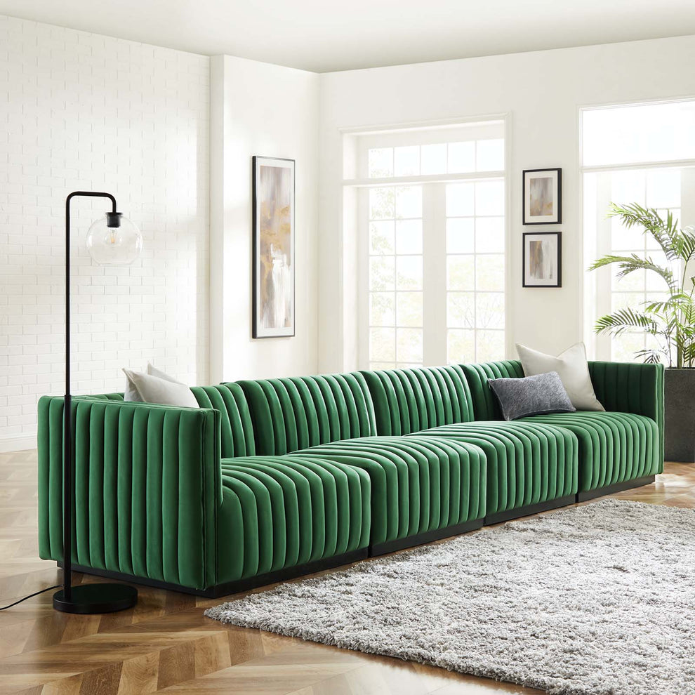 Conjure Channel Tufted Performance Velvet 4-Piece Sofa By Modway - EEI-5767 | Sofa Set | Modishstore - 19