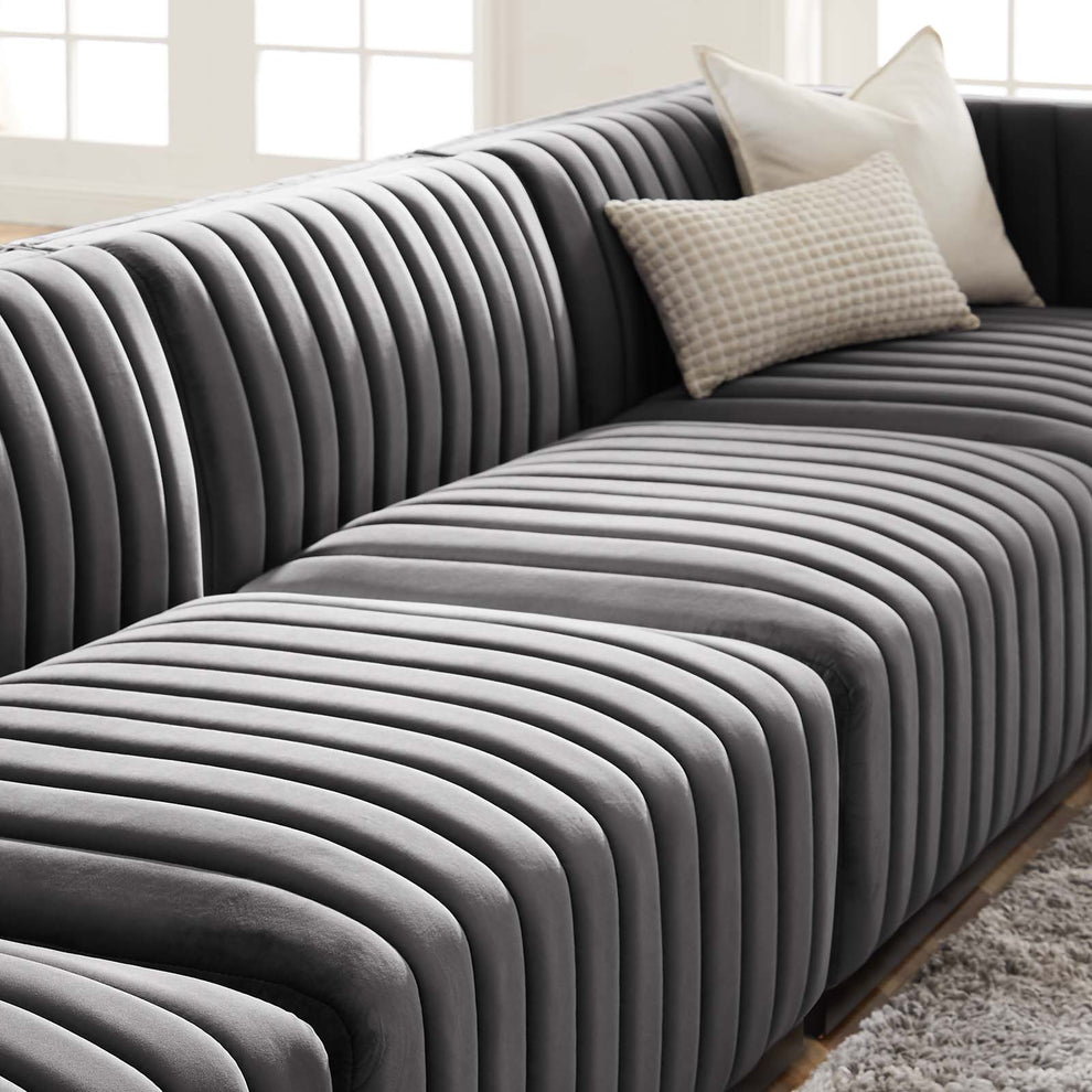 Conjure Channel Tufted Performance Velvet 4-Piece Sofa By Modway - EEI-5767 | Sofa Set | Modishstore - 31