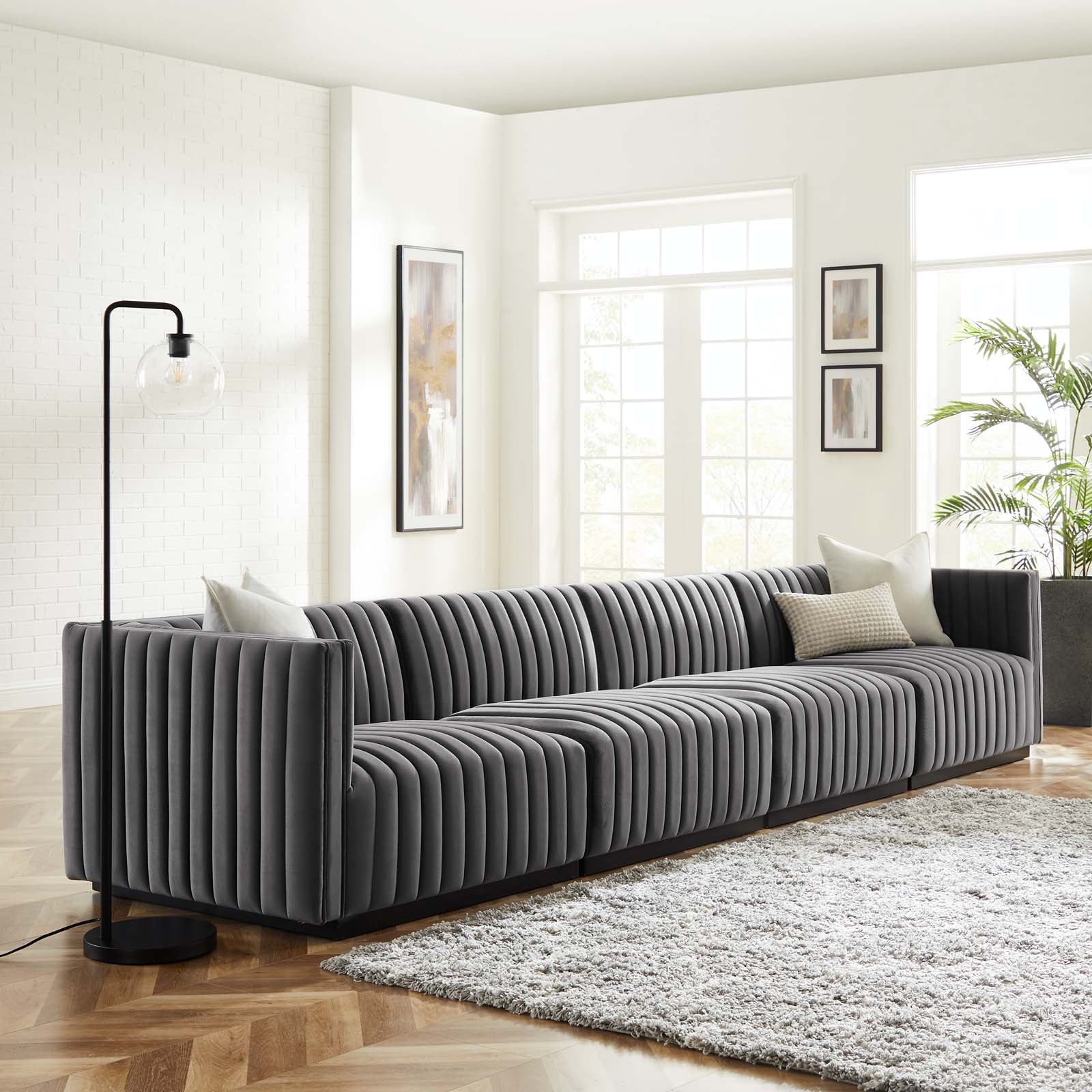 Conjure Channel Tufted Performance Velvet 4-Piece Sofa By Modway - EEI-5767 | Sofa Set | Modishstore - 32