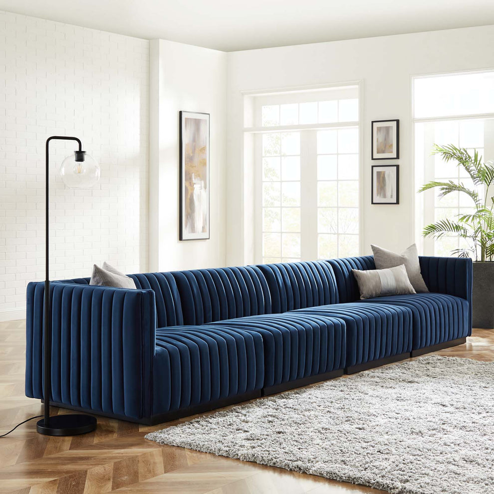 Conjure Channel Tufted Performance Velvet 4-Piece Sofa By Modway - EEI-5767 | Sofa Set | Modishstore - 45