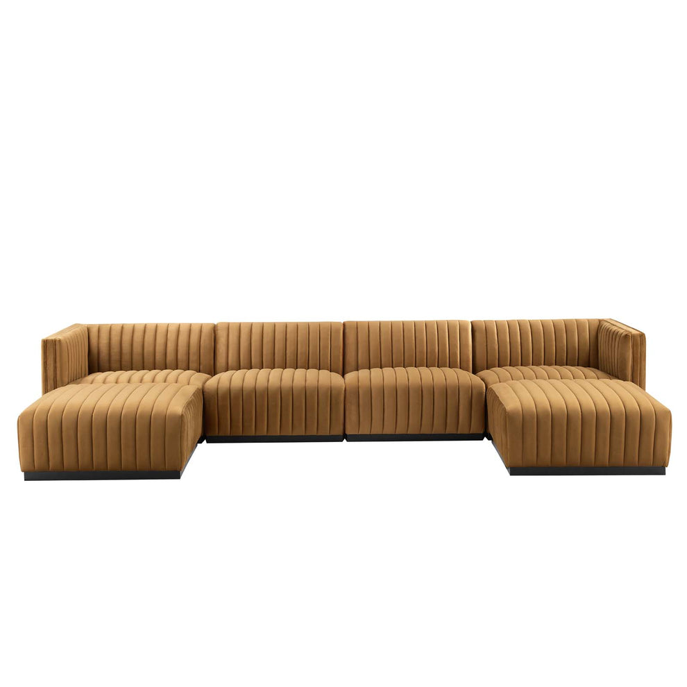 Conjure Channel Tufted Performance Velvet 6-Piece Sectional By Modway - EEI-5768 | Sofa Set | Modishstore - 10