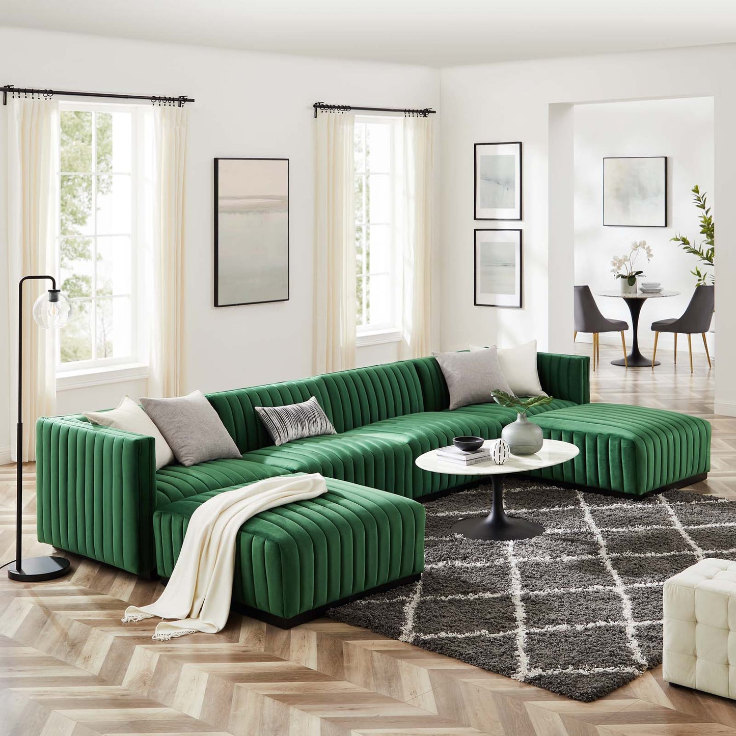 Conjure Channel Tufted Performance Velvet 6-Piece Sectional By Modway - EEI-5768 | Sofa Set | Modishstore - 25