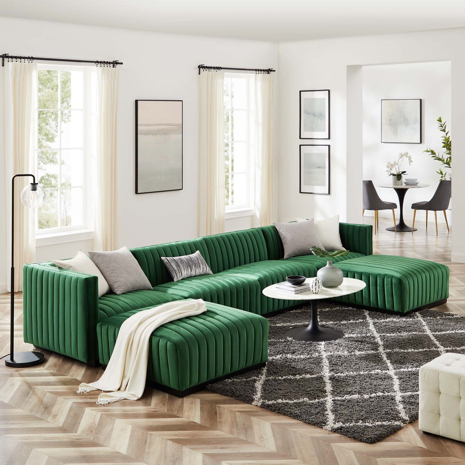 Conjure Channel Tufted Performance Velvet 6-Piece Sectional By Modway - EEI-5768 | Sofa Set | Modishstore - 25