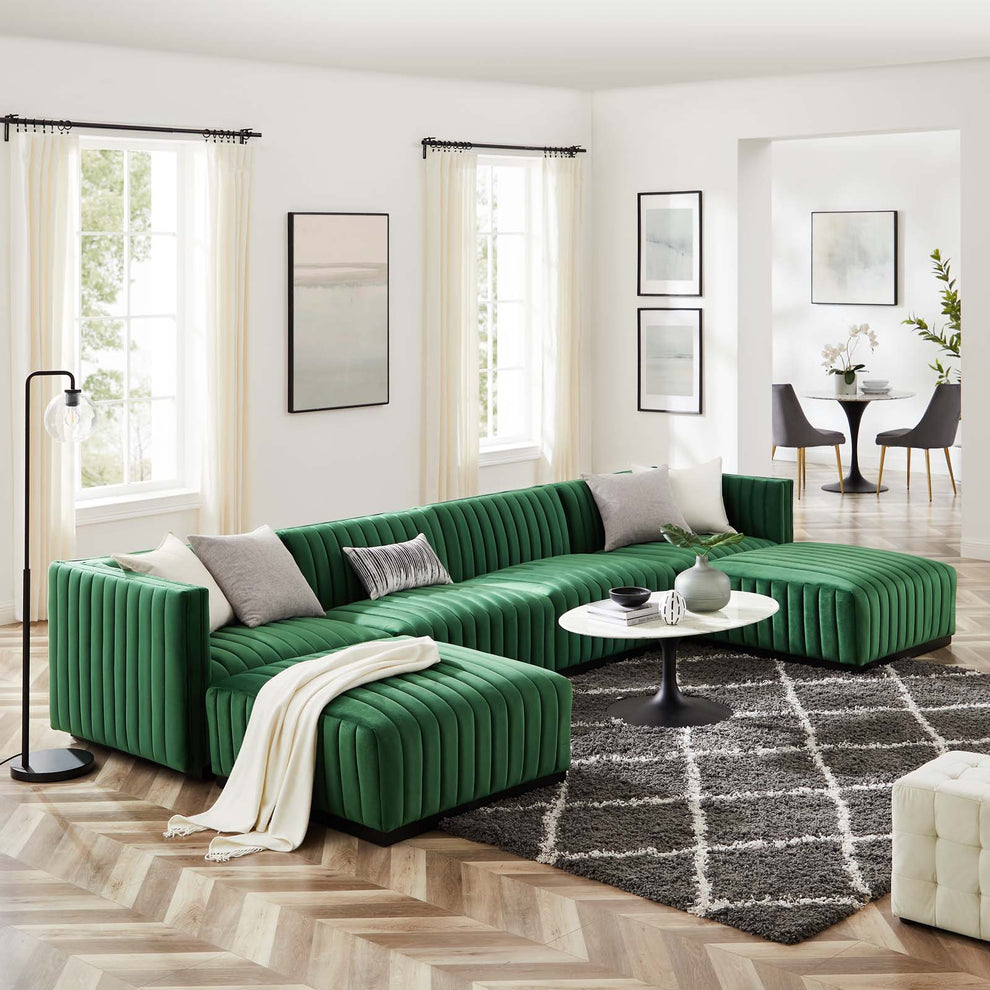 Conjure Channel Tufted Performance Velvet 6-Piece Sectional By Modway - EEI-5768 | Sofa Set | Modishstore - 25