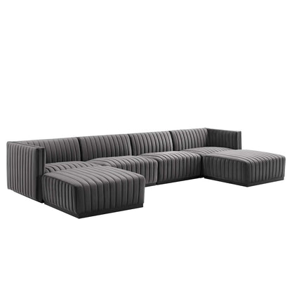 Conjure Channel Tufted Performance Velvet 6-Piece Sectional By Modway - EEI-5768 | Sofa Set | Modishstore - 33