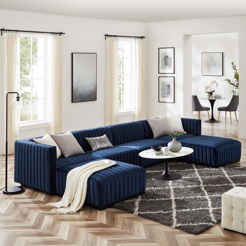 Conjure Channel Tufted Performance Velvet 6-Piece Sectional By Modway - EEI-5768 | Sofa Set | Modishstore - 57